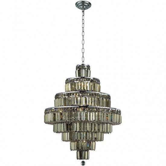 Elegant Lighting Maxime 18 Light Chrome Chandelier Golden Teak (Smoky) Royal Cut Crystal