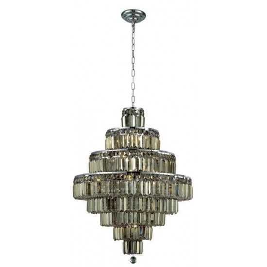 Elegant Lighting Maxime 18 Light Chrome Chandelier Golden Teak (Smoky) Royal Cut Crystal