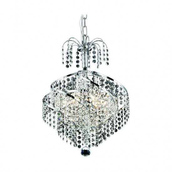 Elegant Lighting Spiral 3 Light Chrome Pendant Clear Royal Cut Crystal