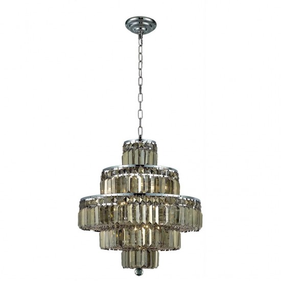 Elegant Lighting Maxime 13 Light Chrome Chandelier Golden Teak (Smoky) Royal Cut Crystal