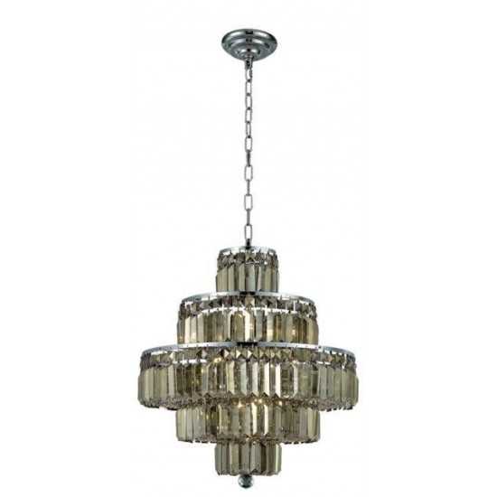 Elegant Lighting Maxime 13 Light Chrome Chandelier Golden Teak (Smoky) Royal Cut Crystal