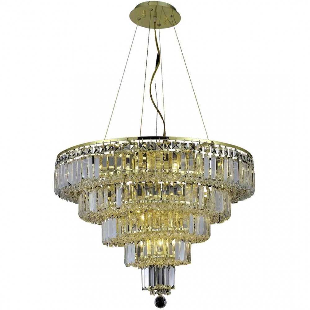 Elegant Lighting Maxime 14 Light Gold Chandelier Clear Swarovski Elements Crystal