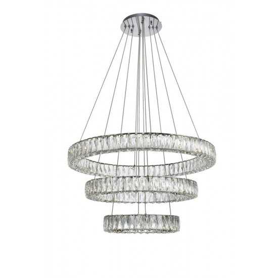 Elegant Lighting Monroe Integrated Led Chip Light Chrome Chandelier Clear Royal Cut Crystal