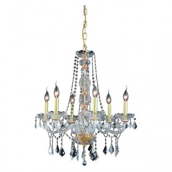 Elegant Lighting Verona 6 Light Gold Chandelier Clear Royal Cut Crystal