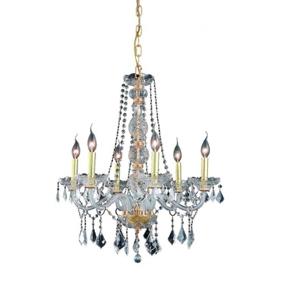 Elegant Lighting Verona 6 Light Gold Chandelier Clear Royal Cut Crystal