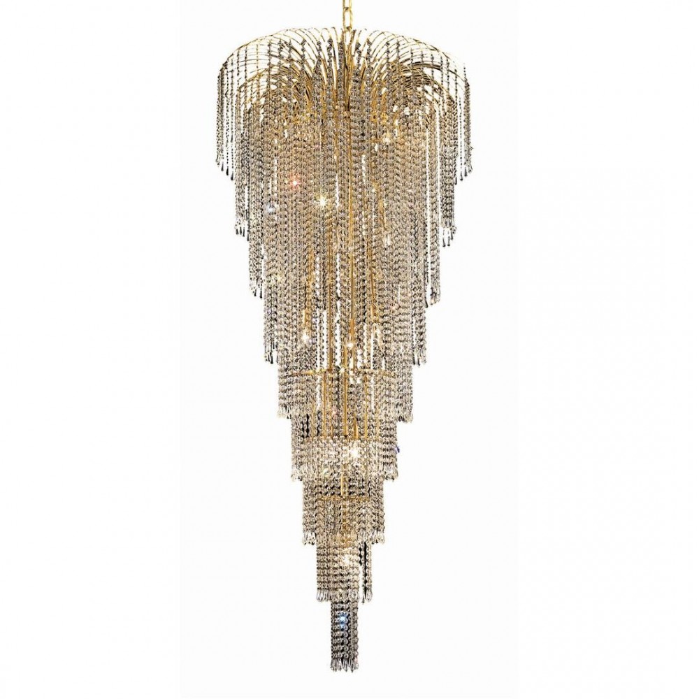 Elegant Lighting Falls 15 Light Gold Chandelier Clear Swarovski Elements Crystal