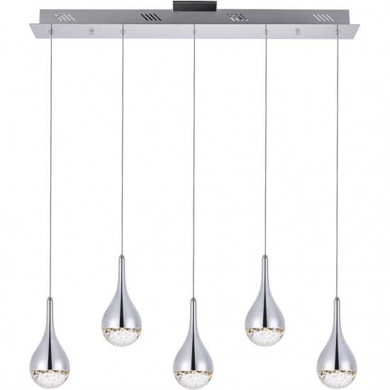 Elegant Lighting Amherst Collection Led 5-Light Chandelier 34In X 4In X 9In Chrome Finish