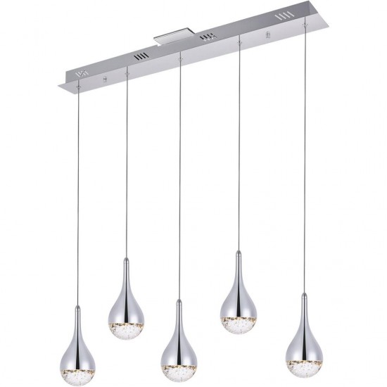 Elegant Lighting Amherst Collection Led 5-Light Chandelier 34In X 4In X 9In Chrome Finish