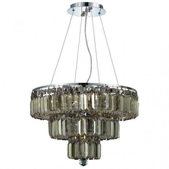 Elegant Lighting Maxime 9 Light Chrome Chandelier Golden Teak (Smoky) Swarovski Elements Crystal