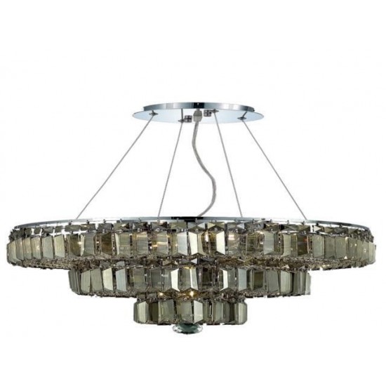 Elegant Lighting Maxime 9 Light Chrome Chandelier Golden Teak (Smoky) Swarovski Elements Crystal