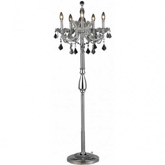 Elegant Lighting Maria Theresa 5 Light Chrome Floor Lamp Golden Teak (Smoky) Swarovski Elements Crystal