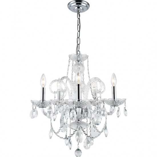 Elegant Lighting Princeton 5 Light Chrome Chandelier Clear Royal Cut Crystal