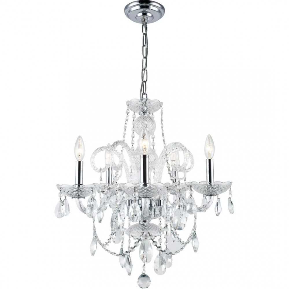 Elegant Lighting Princeton 5 Light Chrome Chandelier Clear Royal Cut Crystal