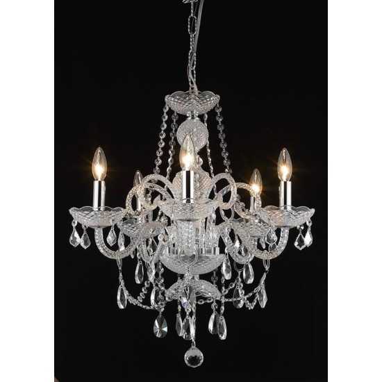 Elegant Lighting Princeton 5 Light Chrome Chandelier Clear Royal Cut Crystal