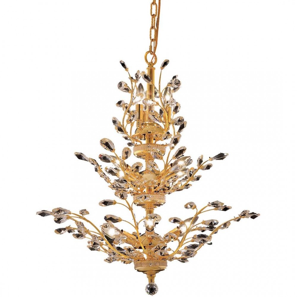 Elegant Lighting Orchid 13 Light Gold Chandelier Clear Swarovski Elements Crystal