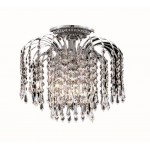 Elegant Lighting Falls 4 Light Chrome Flush Mount Clear Elegant Cut Crystal