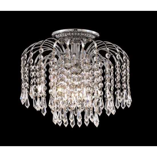 Elegant Lighting Falls 4 Light Chrome Flush Mount Clear Elegant Cut Crystal