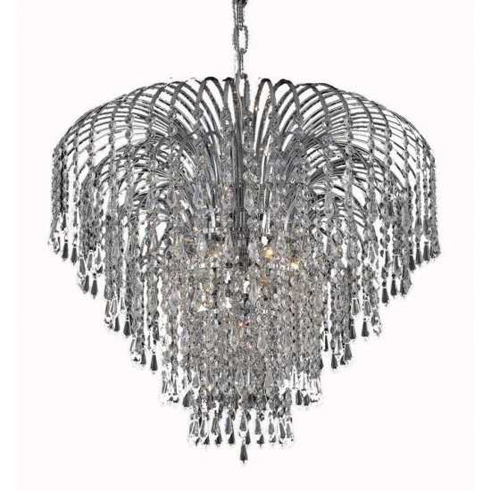 Elegant Lighting Falls 6 Light Chrome Chandelier Clear Swarovski Elements Crystal