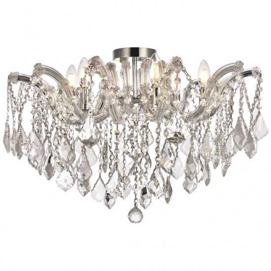 Elegant Lighting Maria Theresa 6 Light Chrome Flush Mount Clear Spectra Swarovski Crystal