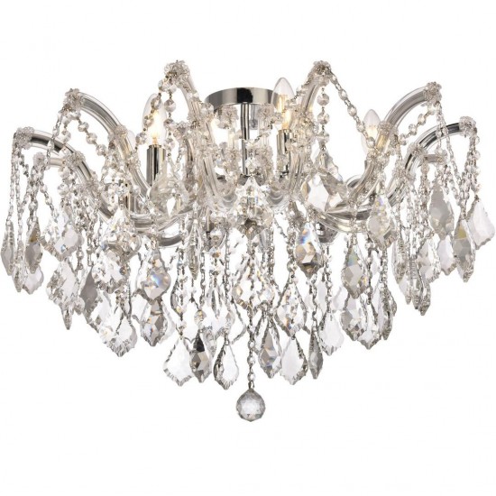 Elegant Lighting Maria Theresa 6 Light Chrome Flush Mount Clear Spectra Swarovski Crystal