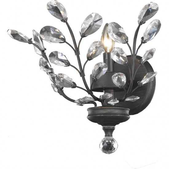 Elegant Lighting Orchid 1 Light Dark Bronze Wall Sconce Clear Elegant Cut Crystal