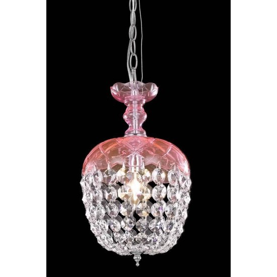 Elegant Lighting Rococo 1 Light Pink Pendant Rosaline (Pink) Royal Cut Crystal