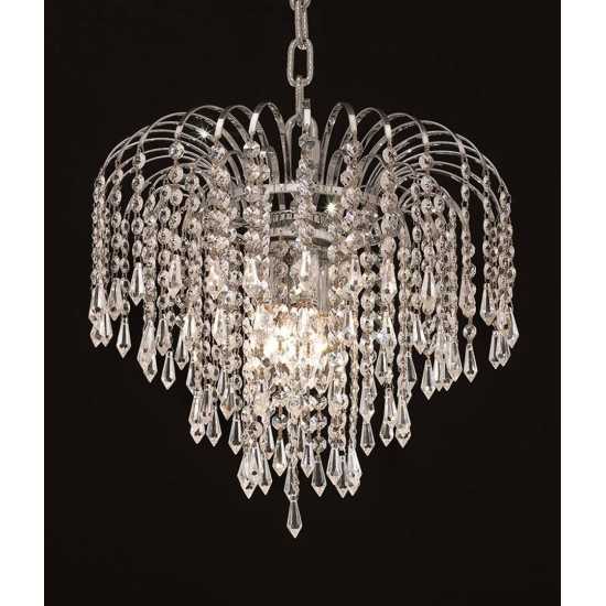 Elegant Lighting Falls 3 Light Chrome Pendant Clear Swarovski Elements Crystal