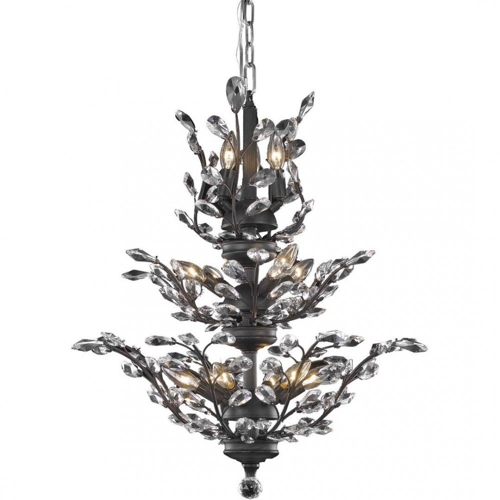 Elegant Lighting Orchid 13 Light Dark Bronze Chandelier Clear Spectra Swarovski Crystal