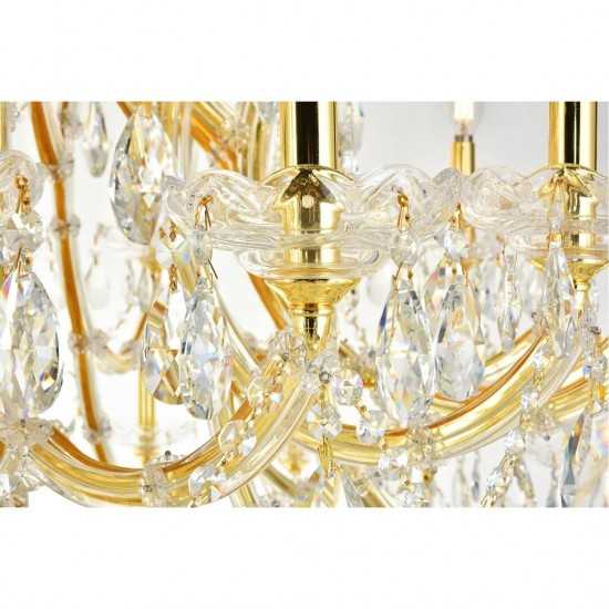 Elegant Lighting Maria Theresa 84 Light Gold Chandelier With Clear Tear Drop Crystals Clear Spectra Swarovski Crystal