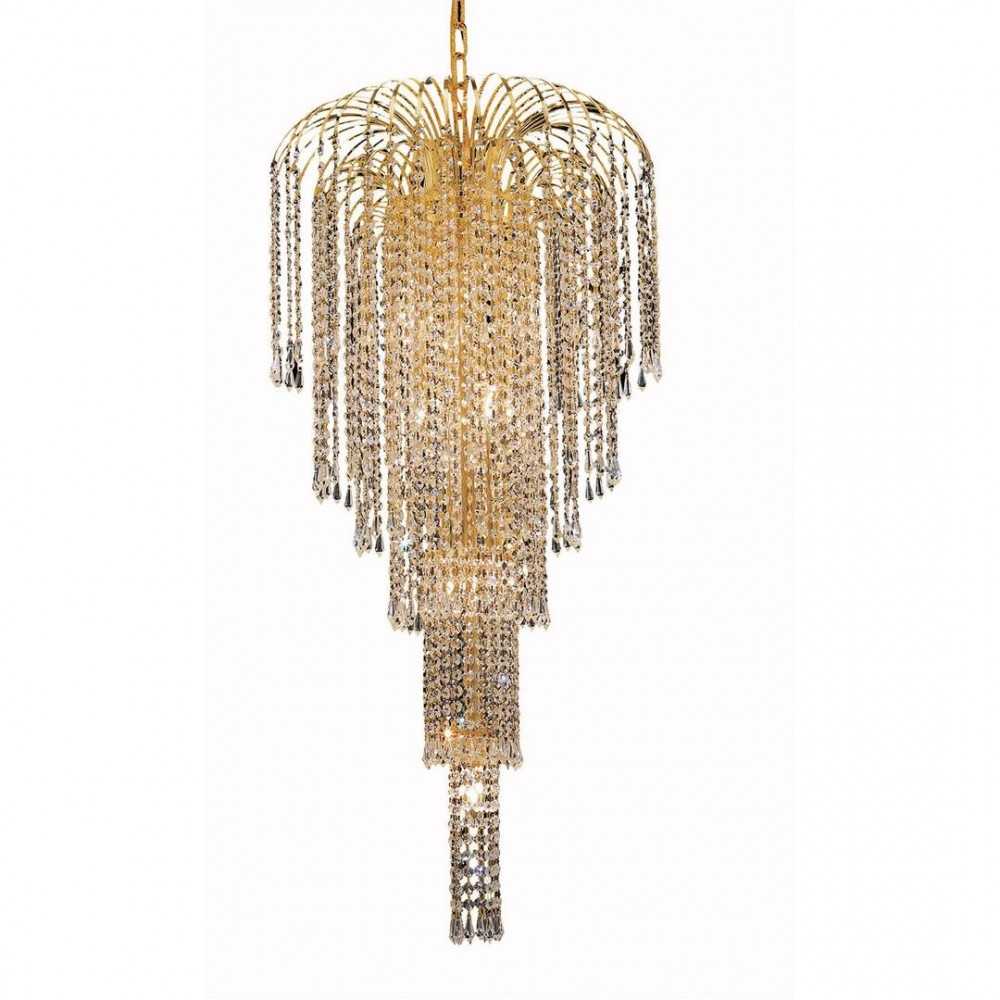 Elegant Lighting Falls 9 Light Gold Chandelier Clear Swarovski Elements Crystal