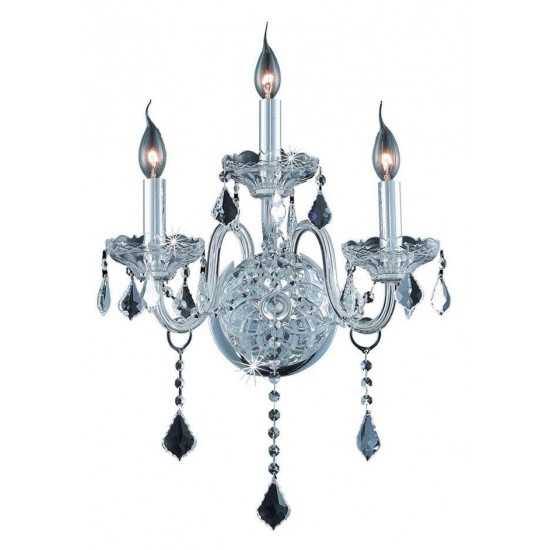 Elegant Lighting Verona 3 Light Chrome Wall Sconce Clear Elegant Cut Crystal