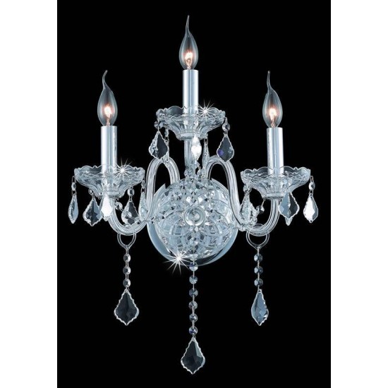 Elegant Lighting Verona 3 Light Chrome Wall Sconce Clear Elegant Cut Crystal