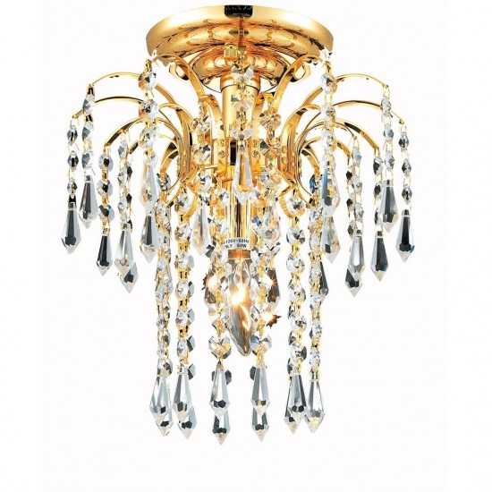 Elegant Lighting Falls 1 Light Gold Flush Mount Clear Royal Cut Crystal