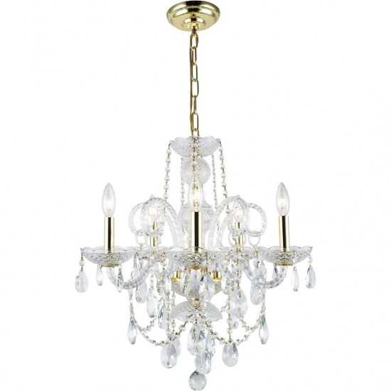 Elegant Lighting Princeton 5 Light Gold Chandelier Clear Royal Cut Crystal