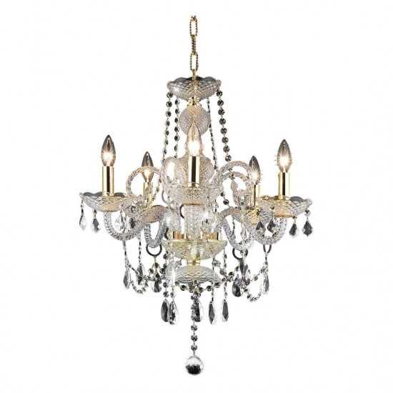 Elegant Lighting Princeton 5 Light Gold Chandelier Clear Royal Cut Crystal