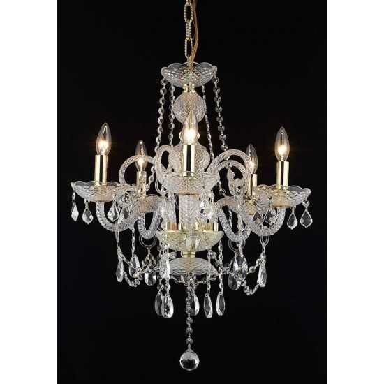 Elegant Lighting Princeton 5 Light Gold Chandelier Clear Royal Cut Crystal