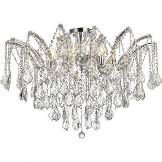 Elegant Lighting Maria Theresa 8 Light Chrome Flush Mount Clear Elegant Cut Crystal