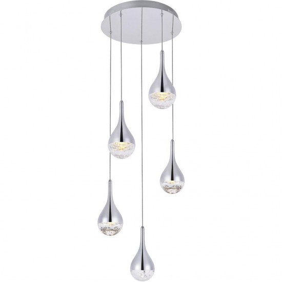 Elegant Lighting Amherst Collection Led 5-Light Chandelier 15In X 9In Chrome Finish