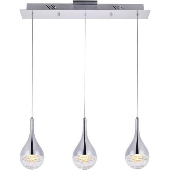 Elegant Lighting Amherst Collection Led 3-Light Chandelier 24In X 4In X 9In Chrome Finish
