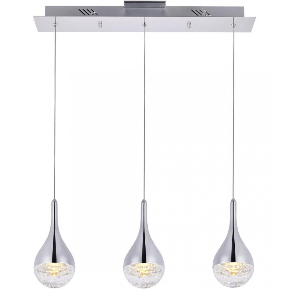 Elegant Lighting Amherst Collection Led 3-Light Chandelier 24In X 4In X 9In Chrome Finish