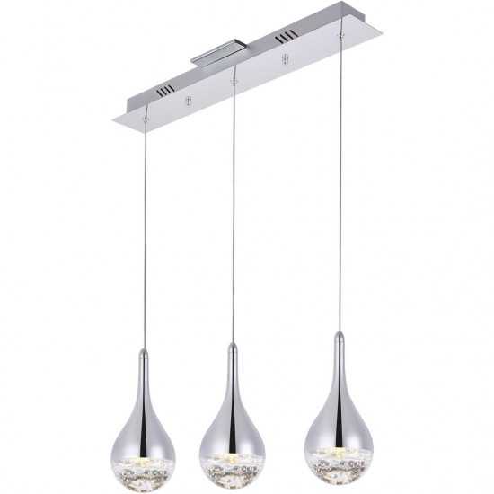 Elegant Lighting Amherst Collection Led 3-Light Chandelier 24In X 4In X 9In Chrome Finish