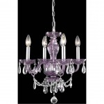 Elegant Lighting Princeton 4 Light Purple Pendant Clear Royal Cut Crystal