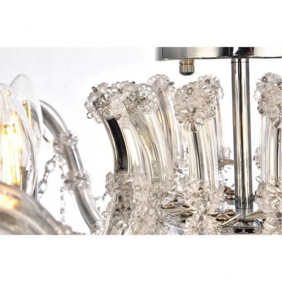 Elegant Lighting Maria Theresa 6 Light Chrome Flush Mount Clear Elegant Cut Crystal