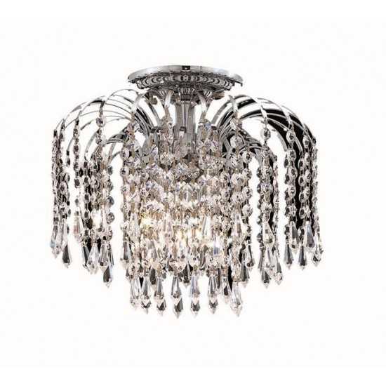 Elegant Lighting Falls 4 Light Chrome Flush Mount Clear Royal Cut Crystal