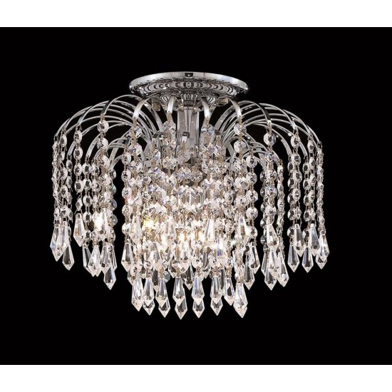 Elegant Lighting Falls 4 Light Chrome Flush Mount Clear Royal Cut Crystal