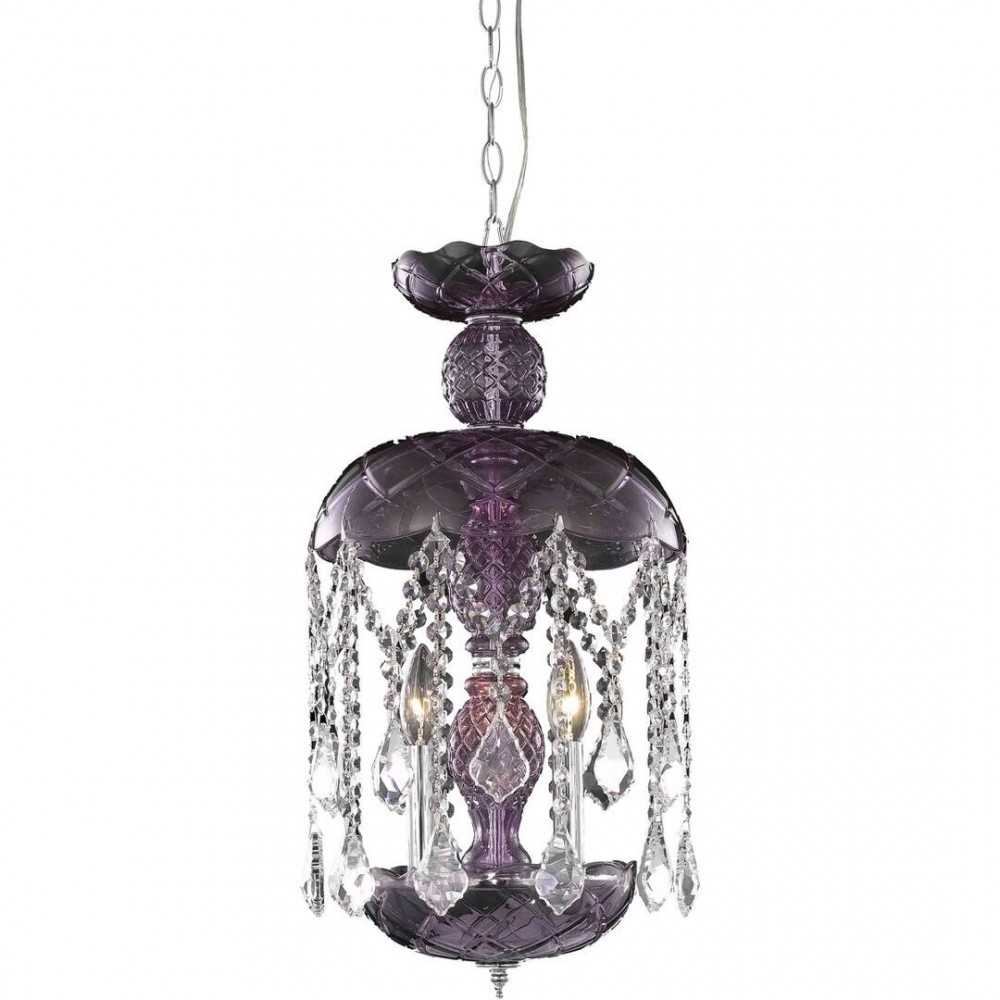 Elegant Lighting Rococo 3 Light Purple Pendant Clear Royal Cut Crystal Elegant Lighting Rococo 3 Light Purple Pendant Clear Royal Cut Crystal