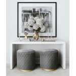 TOV Furniture Abir Grey Velvet Ottoman