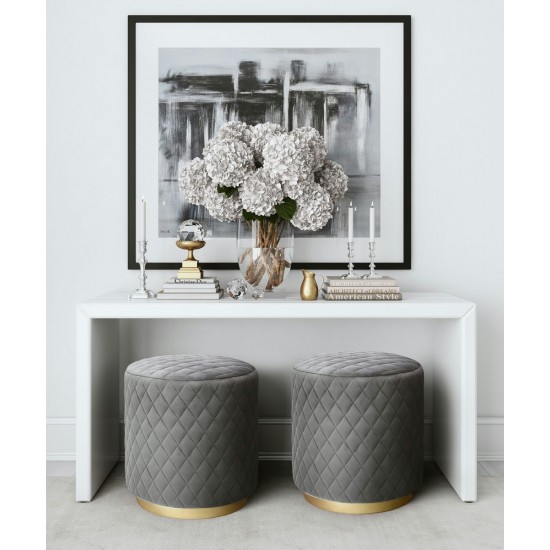 TOV Furniture Abir Grey Velvet Ottoman