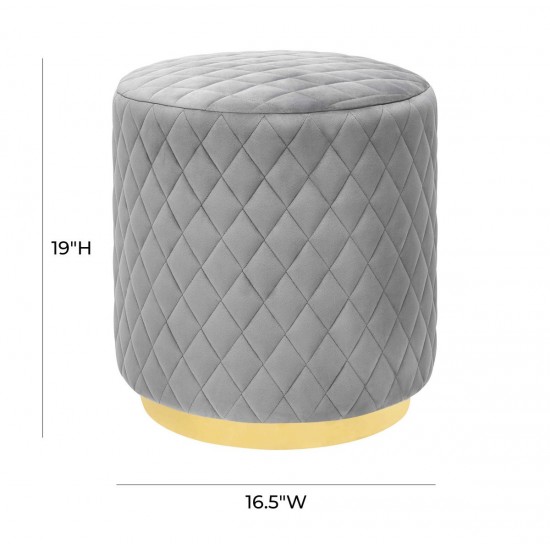 TOV Furniture Abir Grey Velvet Ottoman