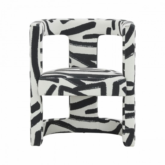 TOV Furniture Ada Velvet Chair in Black Brushstroke Pattern